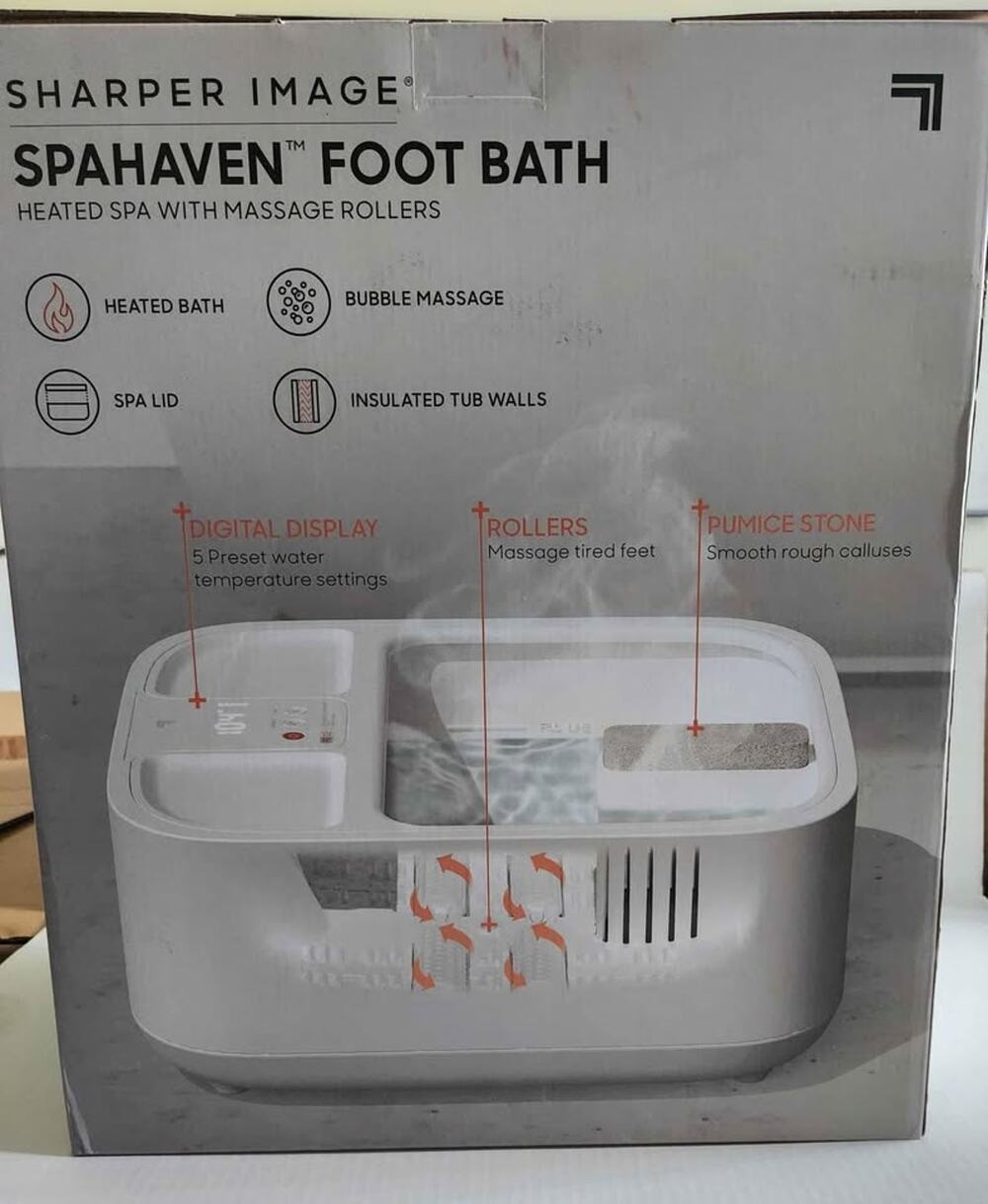 Sharper Image Spahaven Foot Bath, Heated Spa with Massage Rollers
